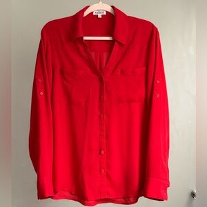 Express Red Button-Up Blouse